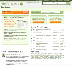 Original YouVersion.com Dashboard
