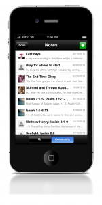 The Bible App™ for iPhone v. 3.6 Notes Screen