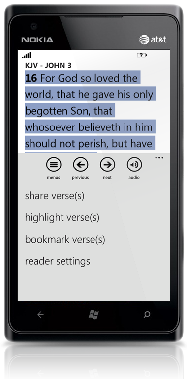 Verse selected in the Bible App™ for Windows Phone on Nokia Lumia 900