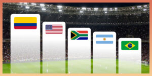 1. Colombia 2. United States 3. South Africa 4. Argentina 5. Brazil