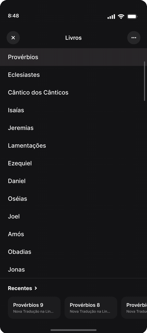 Imagens do que for Recente no seletor de livros da Bíblia