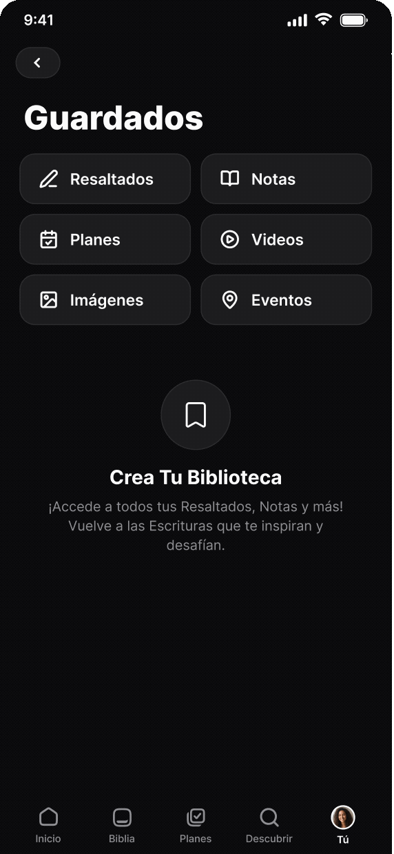 Imágenes de videos guardados en la pestaña Tú