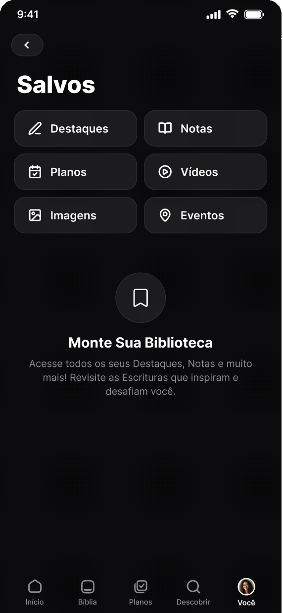 Imagens dos Vídeos salvos na aba Você
